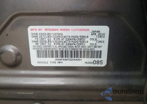 2016 Mitsubishi Outlander Sport Sel z USA, uszkodzony, nr VIN JA4AP4AW7GZ044264